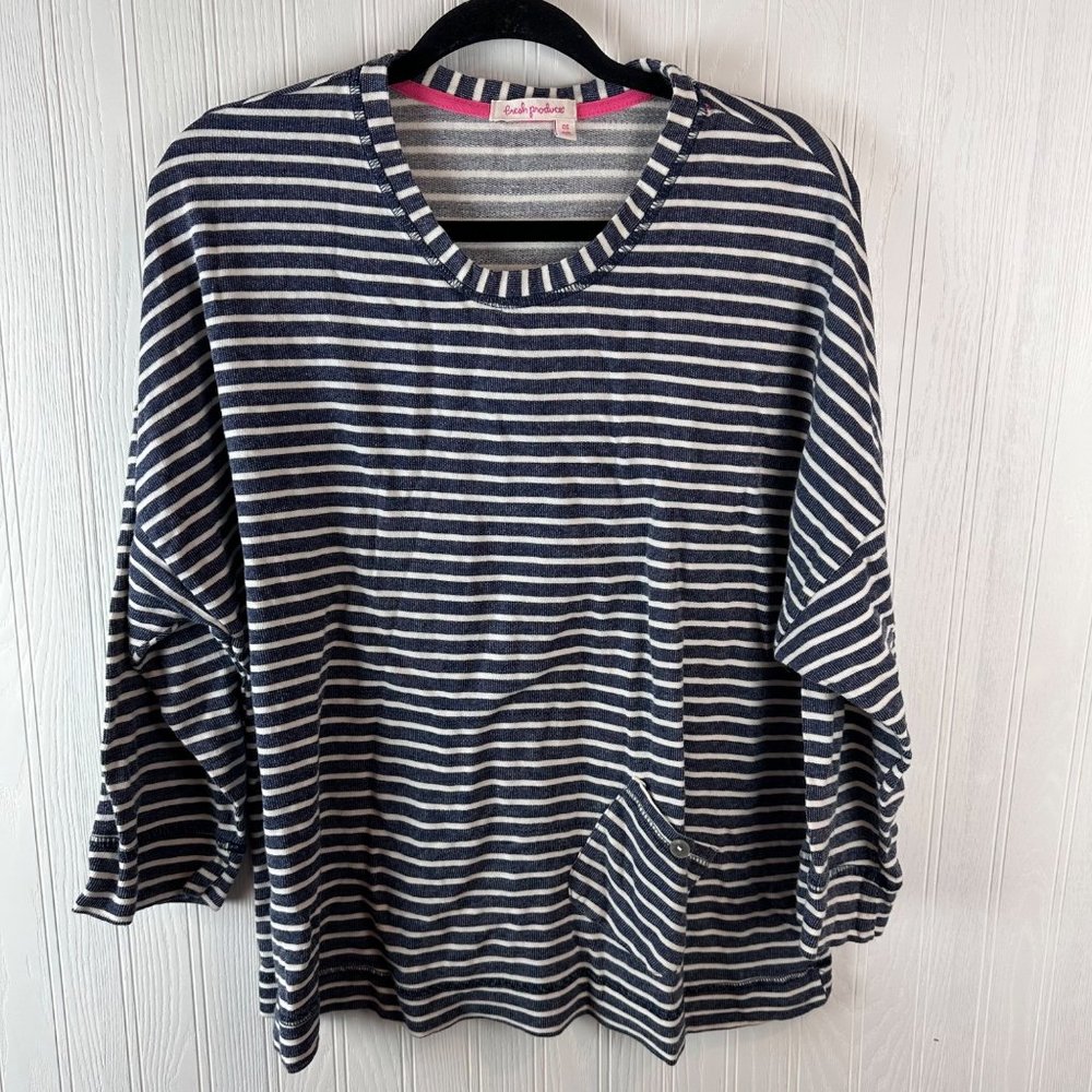 Fresh Produce navy stripe top long sleeve size OS